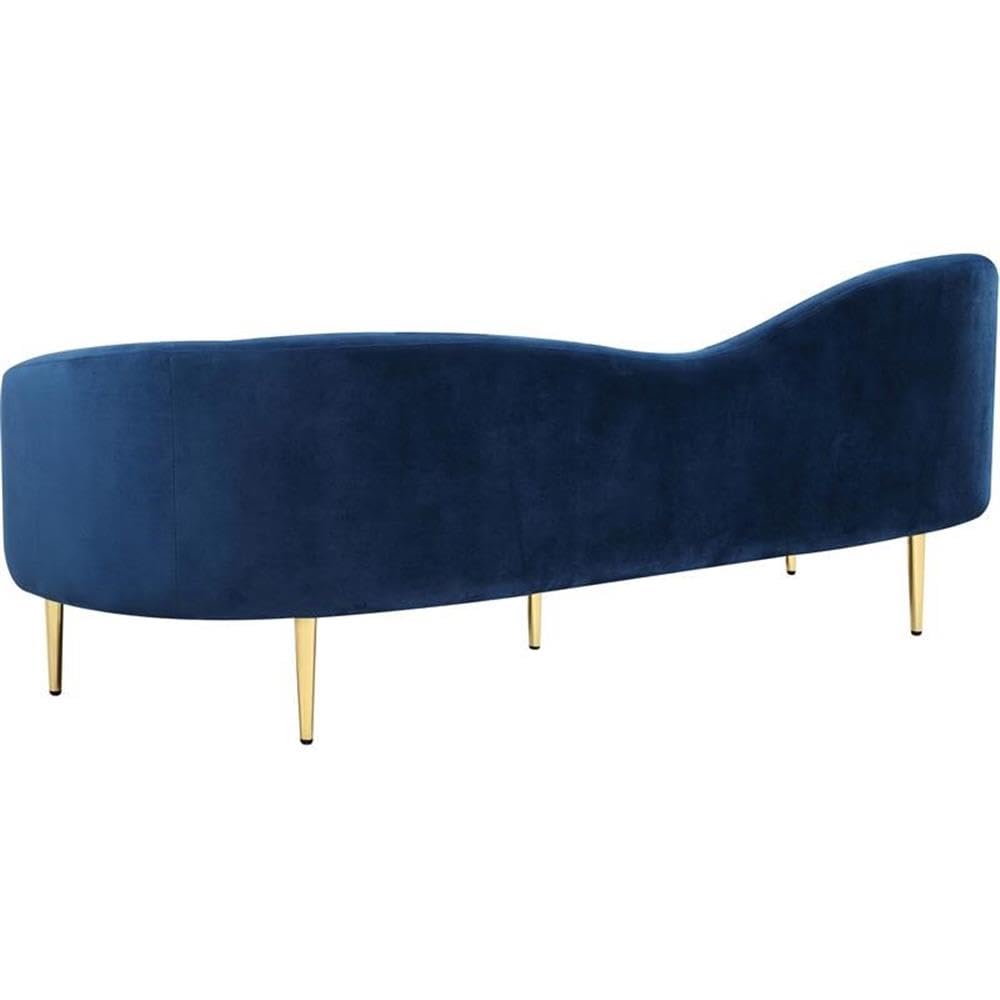 Navy Velvet Upholstered Sofa with Metal Legs V37532