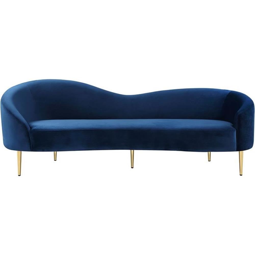 Navy Velvet Upholstered Sofa with Metal Legs V37532