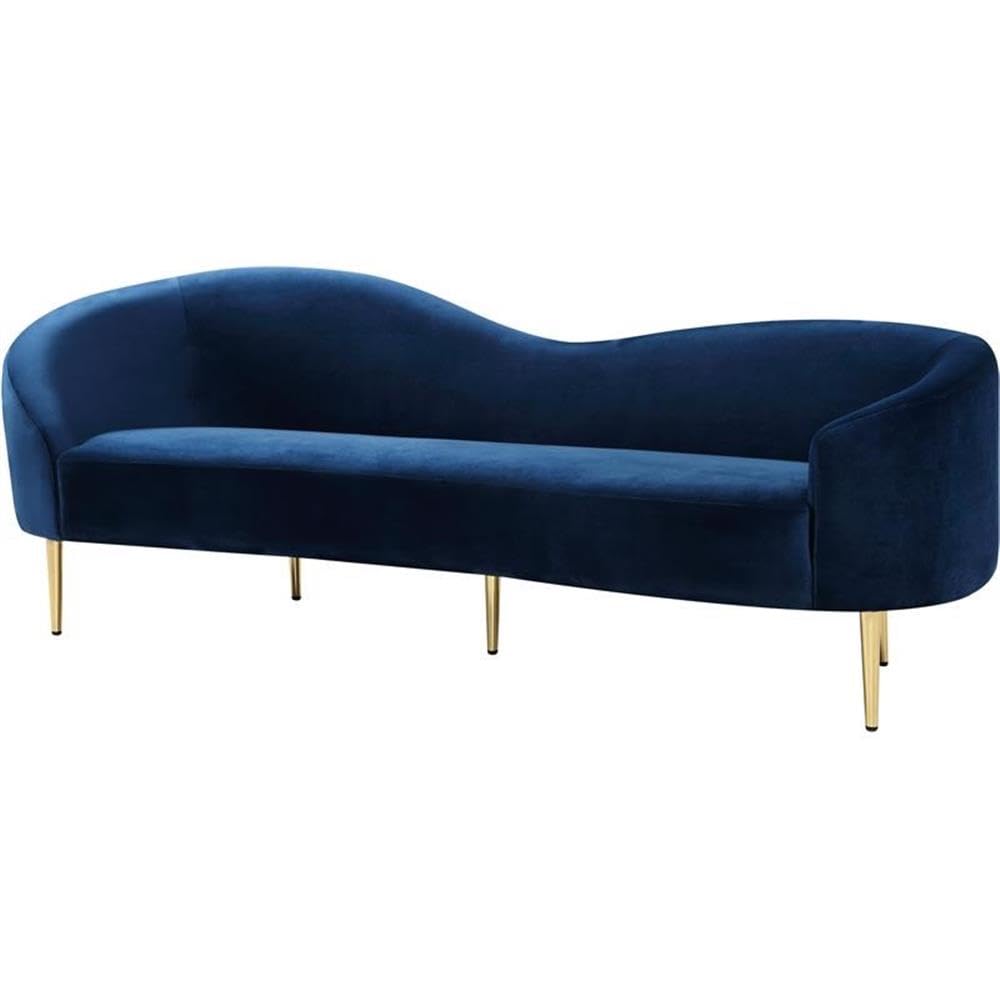 Navy Velvet Upholstered Sofa with Metal Legs V37532