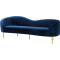 Navy Velvet Upholstered Sofa with Metal Legs V37532