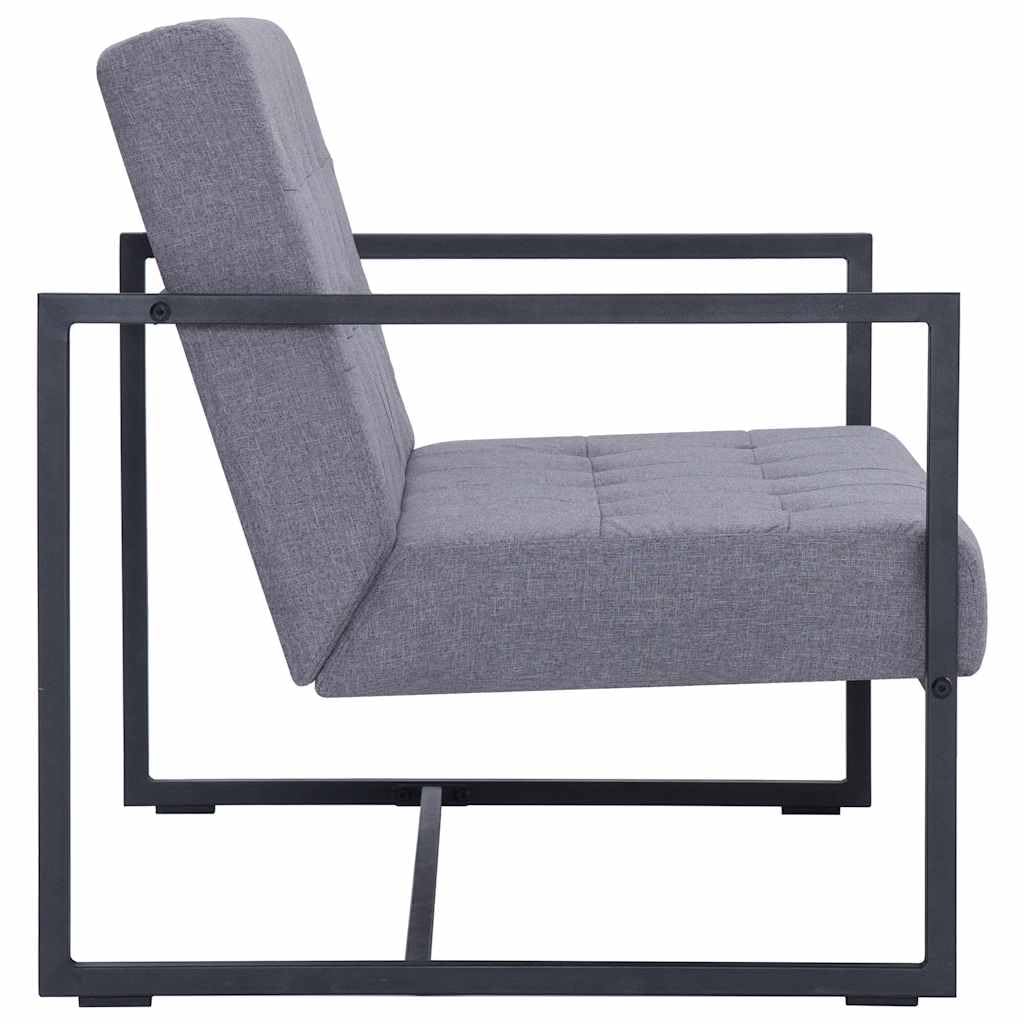 Light Gray Fabric 2 Seater Loveseat Sofa with Steel Legs X500436
