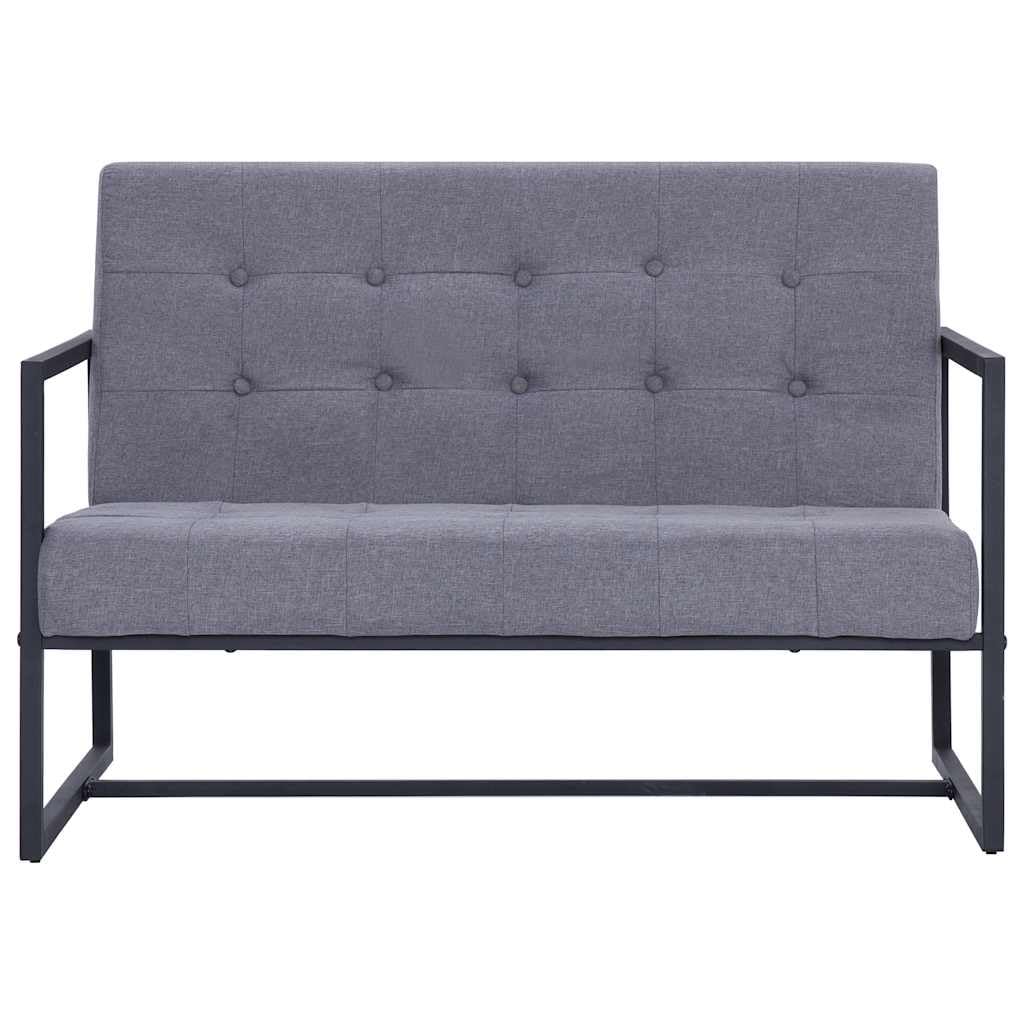 Light Gray Fabric 2 Seater Loveseat Sofa with Steel Legs X500436
