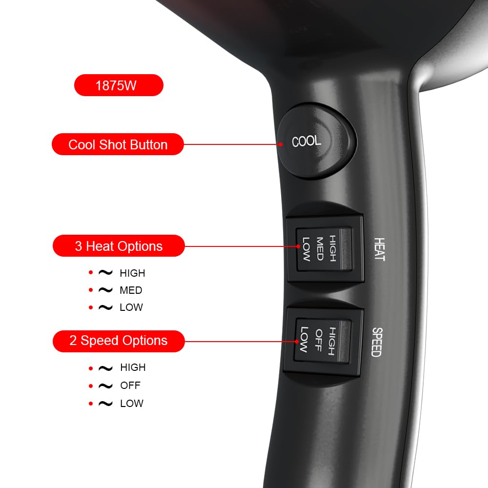 1875W Lightweight Ionic Hair Dryer I3187