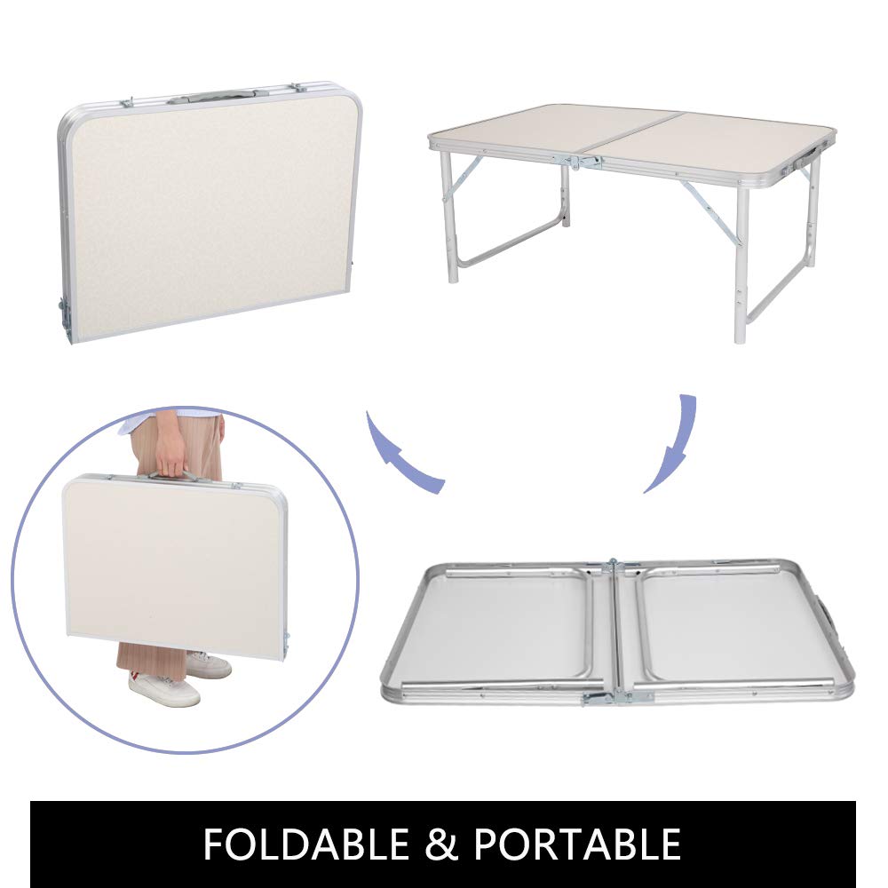 3ft Lightweight Aluminum Folding Picnic Camping Table with Carry Handle V6070