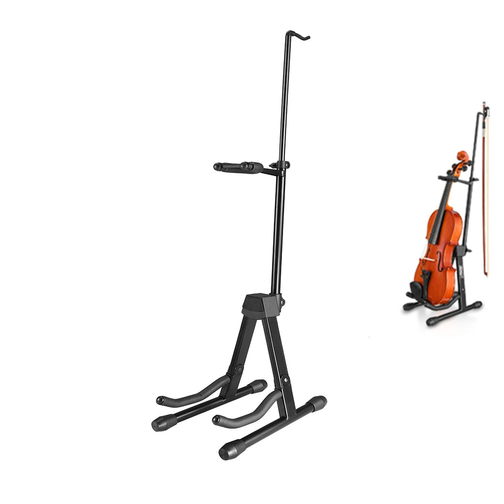 Violin Stand with Bows, Portable and Adjustable Holder Black H851411