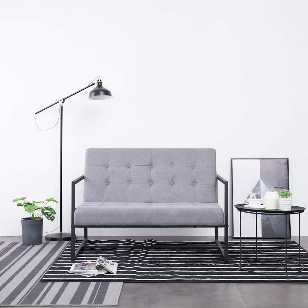 Light Gray Fabric 2 Seater Loveseat Sofa with Steel Legs X500436