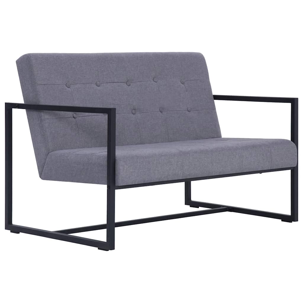 Light Gray Fabric 2 Seater Loveseat Sofa with Steel Legs X500436