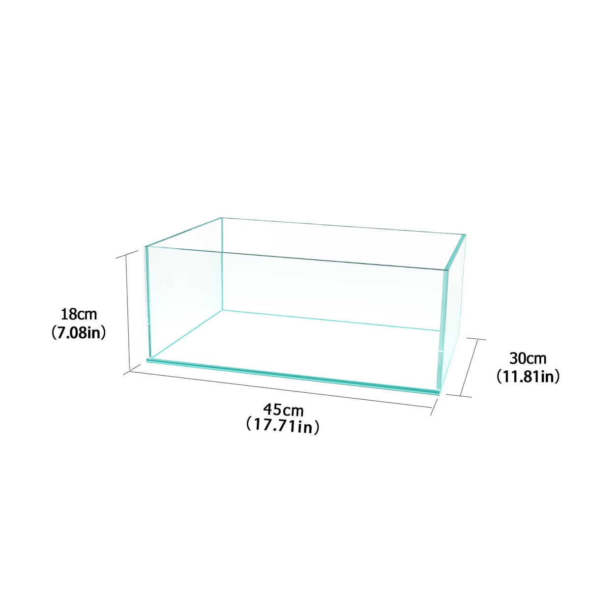 6.4Gal Shallow Rimless Aquarium Ultra-White Glass V921
