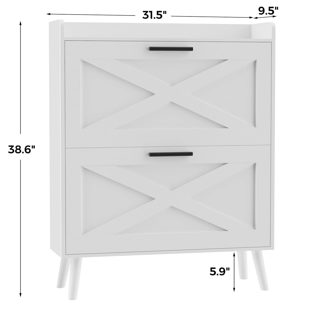 Farmhouse Shoe Storage Cabinet with Flip Drawers R58141
