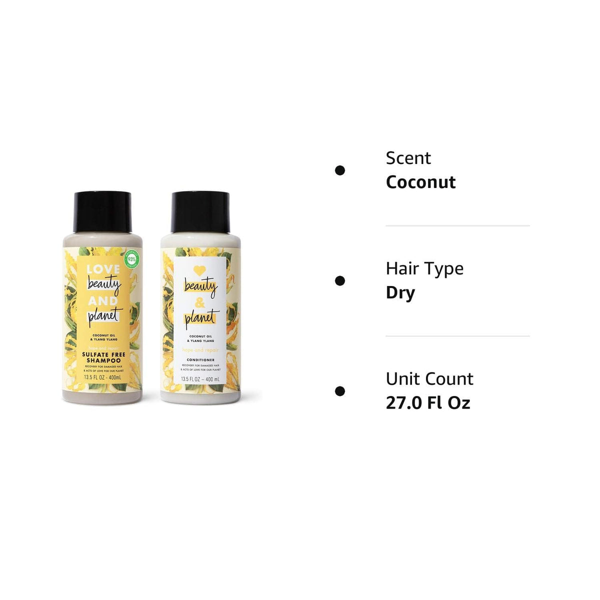 Coconut Oil & Ylang Shampoo and Conditioner 2 Count 13.5 oz R159