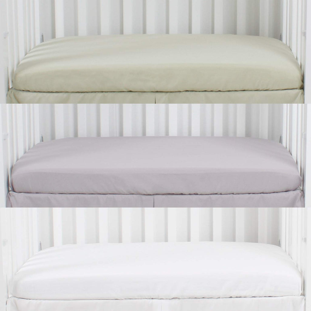 Microfiber 3 Pack Mini Portable Crib Sheets, Fits 24" x 38", Green Light Grey White R536046