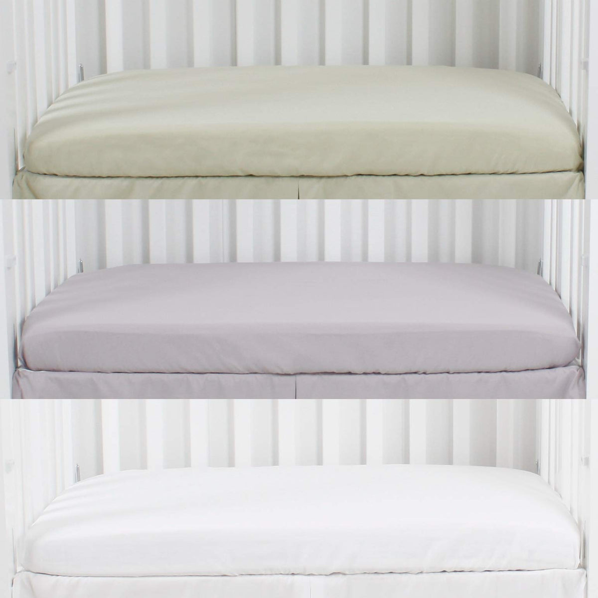 Microfiber 3 Pack Mini Portable Crib Sheets, Fits 24" x 38", Green Light Grey White R536046