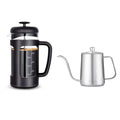 French Press and Gooseneck Pour Over Coffee Kettle 34 oz 12 oz Stainless Steel Silver S995311