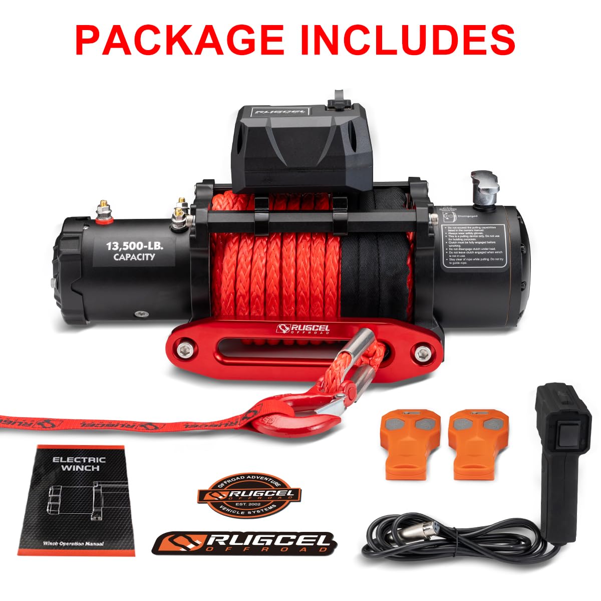 13500lb Waterproof 12V Synthetic Rope Electric Truck Winch P469240