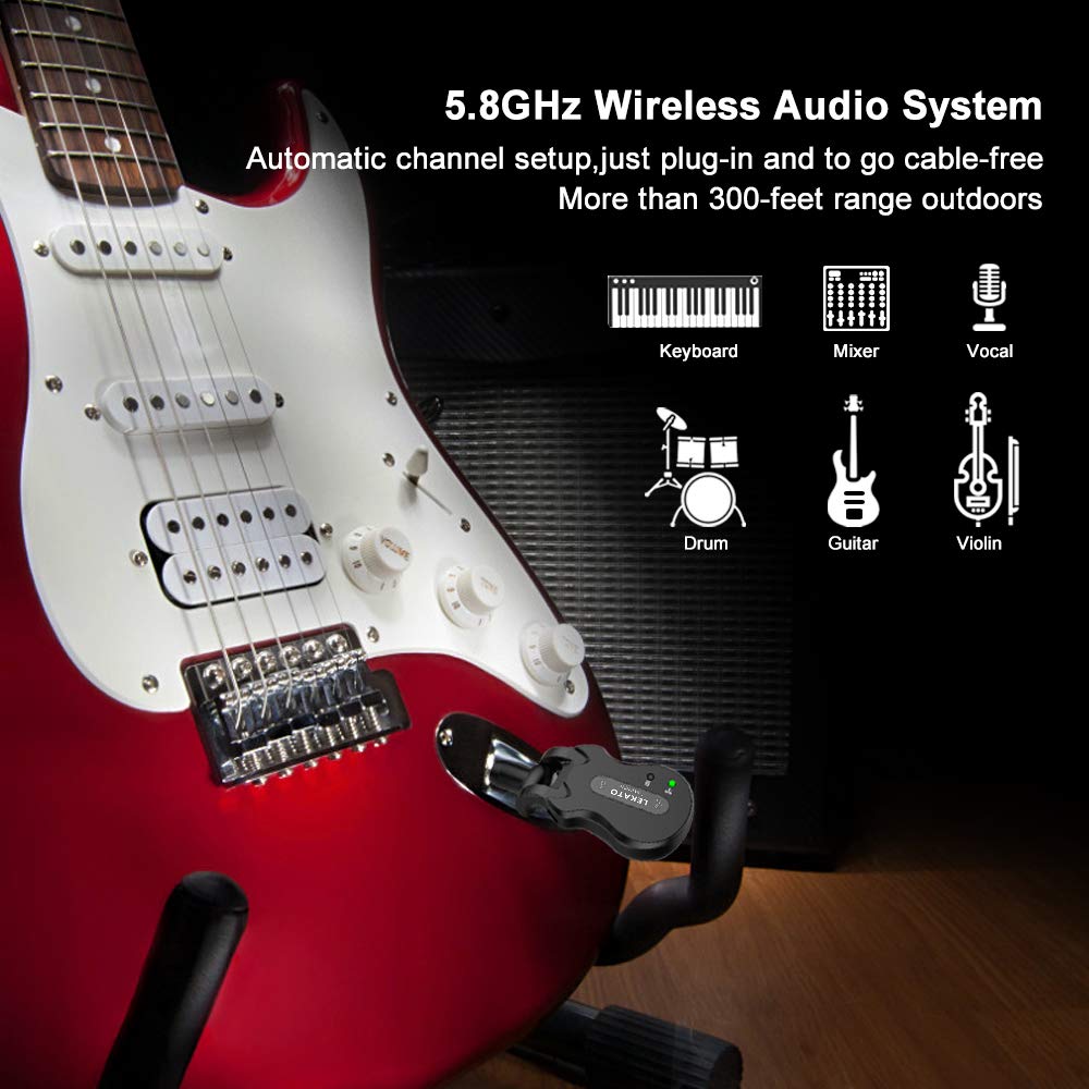 5.8GHz Wireless Guitar System Black Q74066