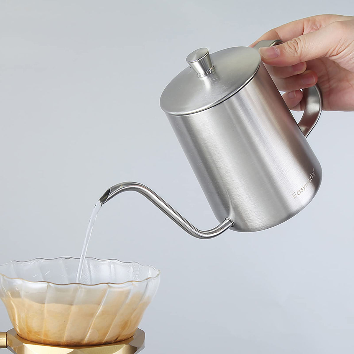 French Press and Gooseneck Pour Over Coffee Kettle 34 oz 12 oz Stainless Steel Silver S995311