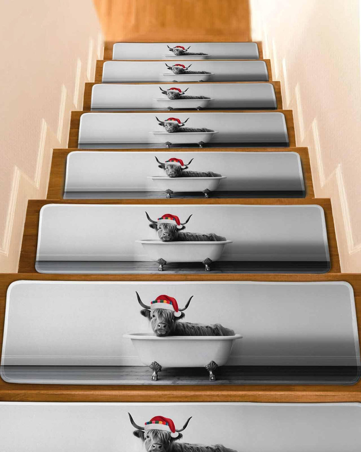 Grey 4 Pack Non Slip Carpet Stair Treads 8x30 inch E69102