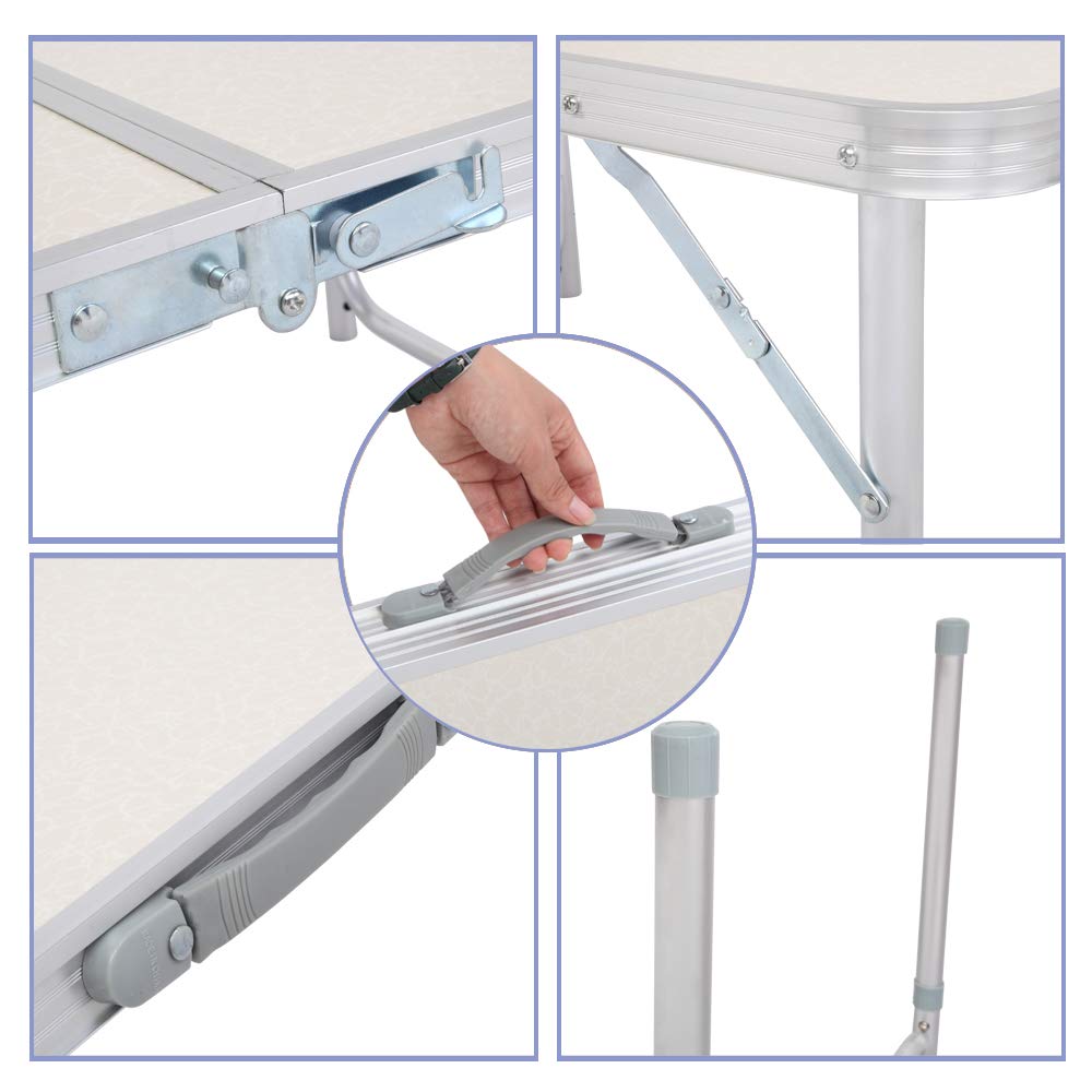 3ft Lightweight Aluminum Folding Picnic Camping Table with Carry Handle V6070