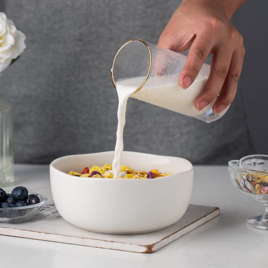28oz Stoneware Cereal Bowls Set of 4 Matte White M9990