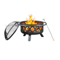 Round Steel 30 Inch Black Wood Burning Fire Pit A393646