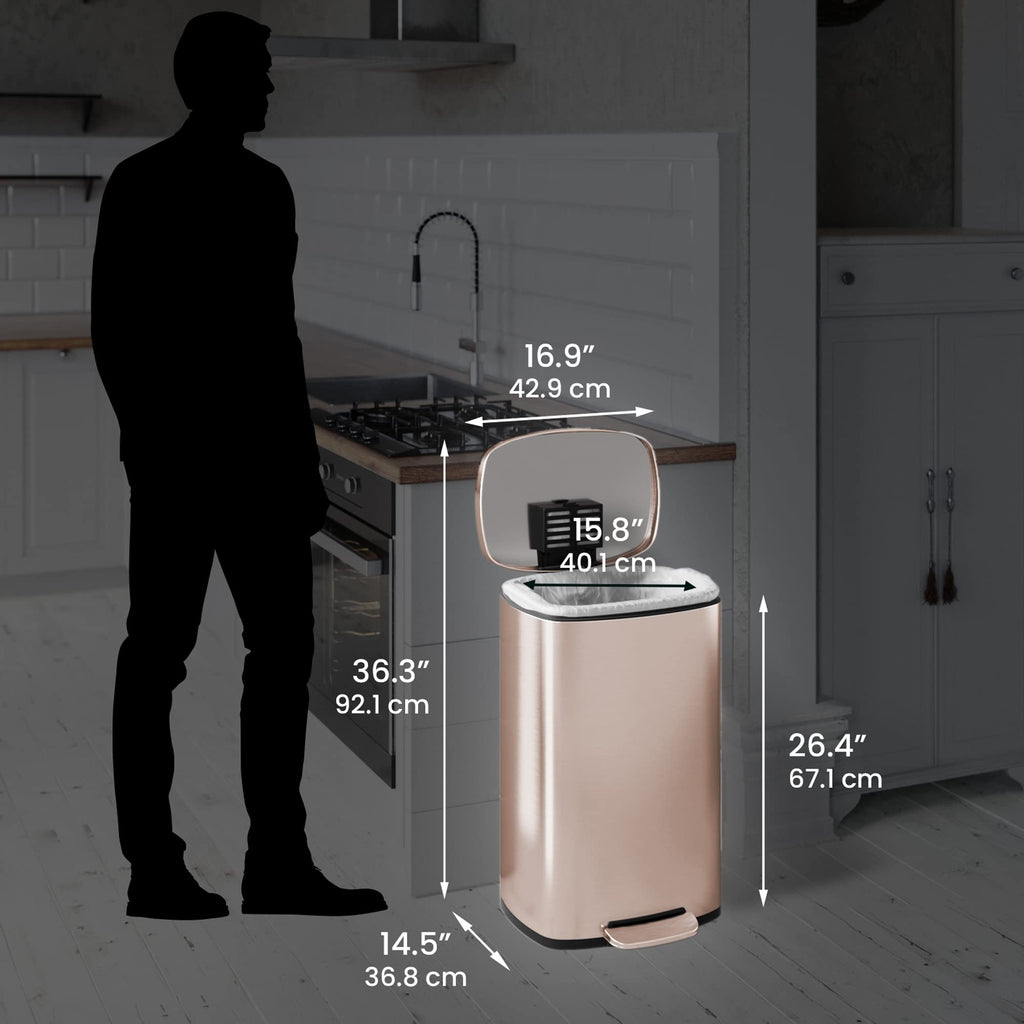 13.2 Gallon Rose Gold Stainless Steel Step Trash Can J14849