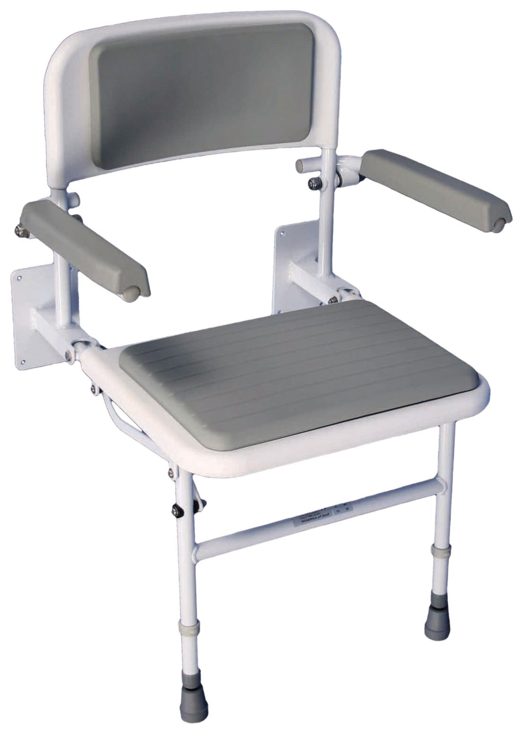 Wall Mounted Foldable Shower Seat with Folding Padded Arms, Back & Seat, Adjustable Height U882856