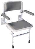 Wall Mounted Foldable Shower Seat with Folding Padded Arms, Back & Seat, Adjustable Height U882856