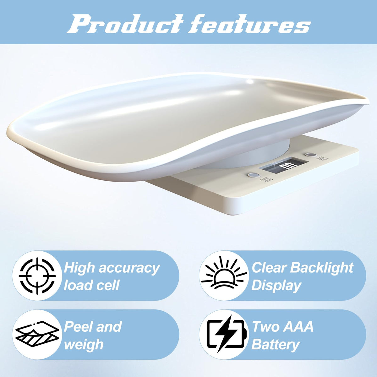 Digital Pet Scale for Small Animal, LED Display, Measures Up to 15kg, White C172662
