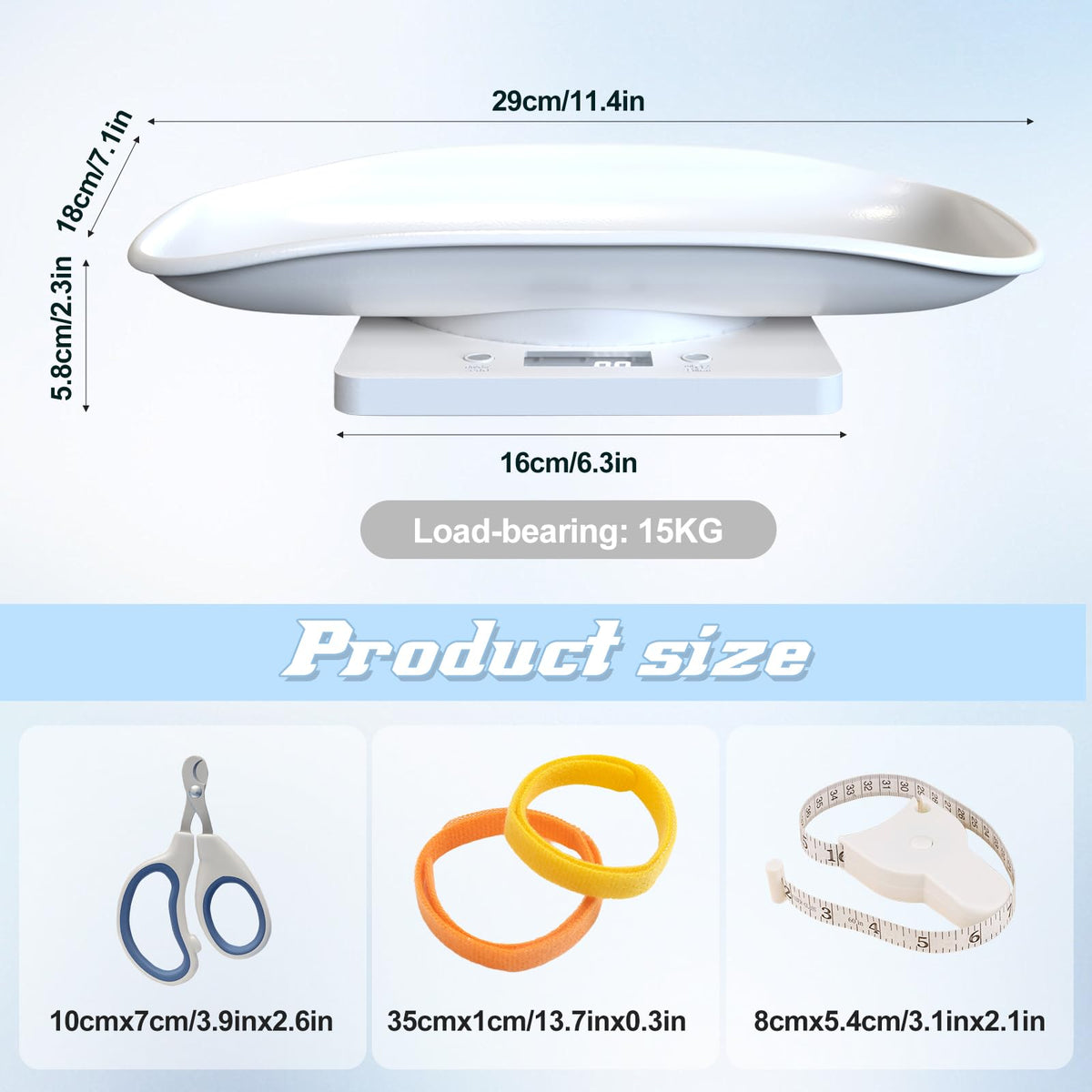 Digital Pet Scale for Small Animal, LED Display, Measures Up to 15kg, White C172662