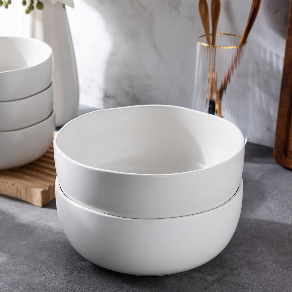 28oz Stoneware Cereal Bowls Set of 4 Matte White M9990