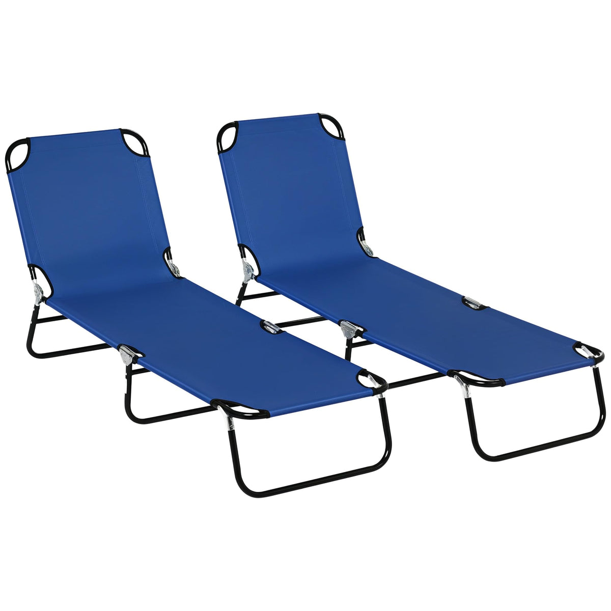Blue 2 Pieces Folding Chaise Lounge Chair with 5-Level Back G720