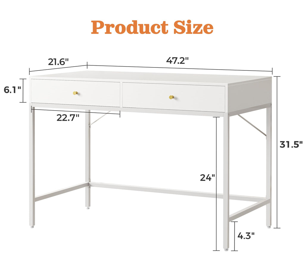 White Vanity Desk with Drawers U662877