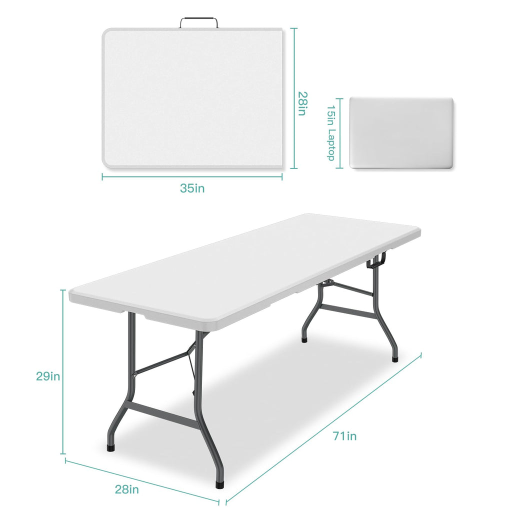 6 ft Portable Folding Table, Waterproof Top, 330 lb Capacity O624