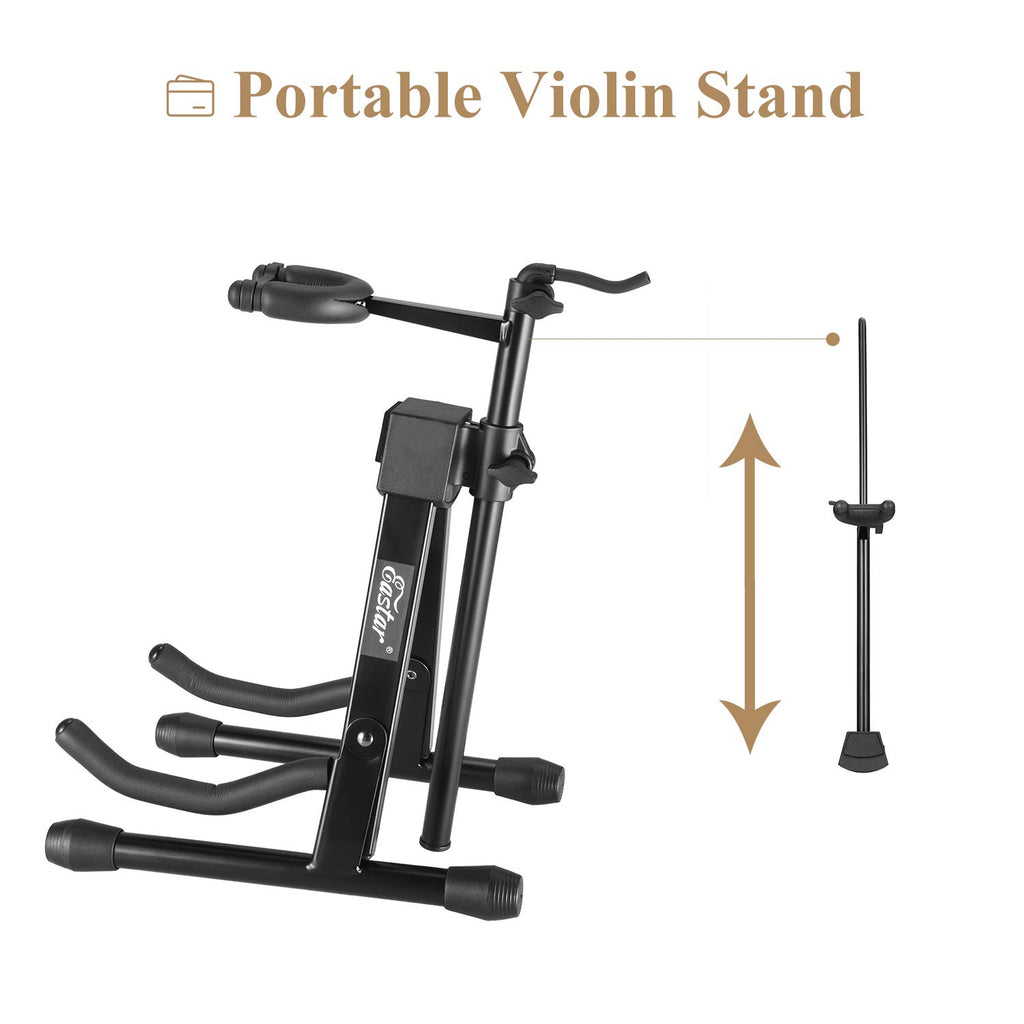 Violin Stand with Bows, Portable and Adjustable Holder Black H851411