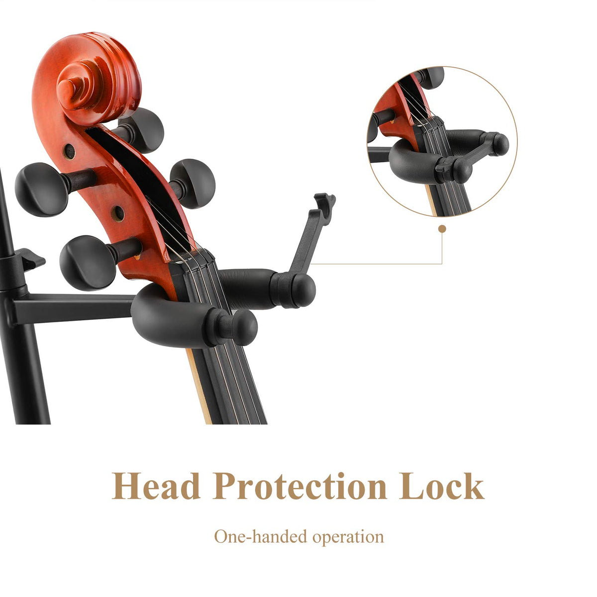 Violin Stand with Bows, Portable and Adjustable Holder Black H851411