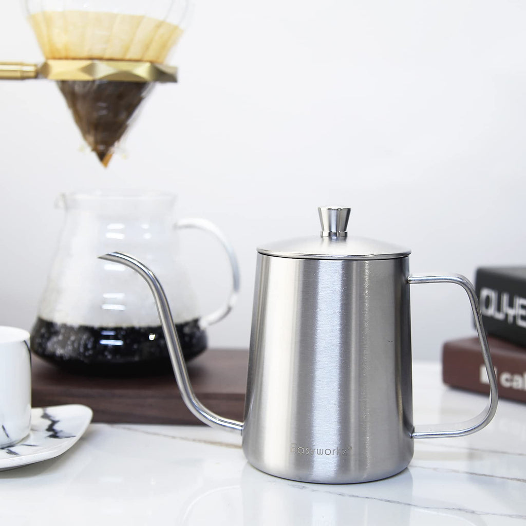 French Press and Gooseneck Pour Over Coffee Kettle 34 oz 12 oz Stainless Steel Silver S995311