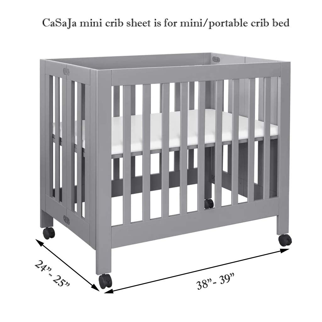 Microfiber 3 Pack Mini Portable Crib Sheets, Fits 24" x 38", Green Light Grey White R536046