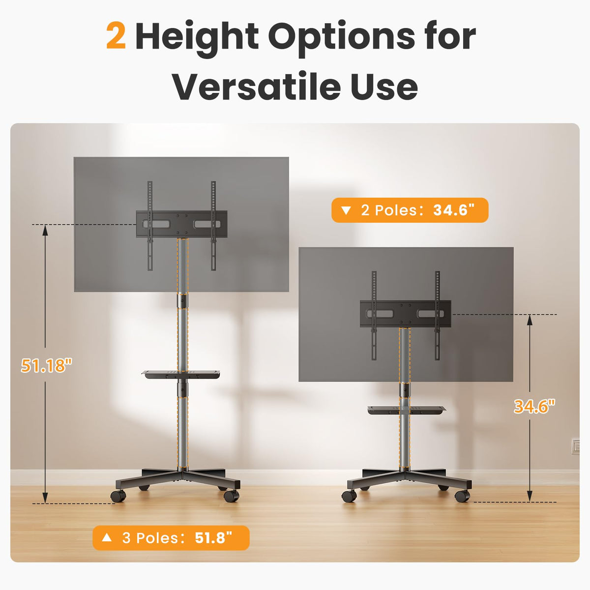 Rolling TV Stand with Wheels for 23-60 Inch L8507