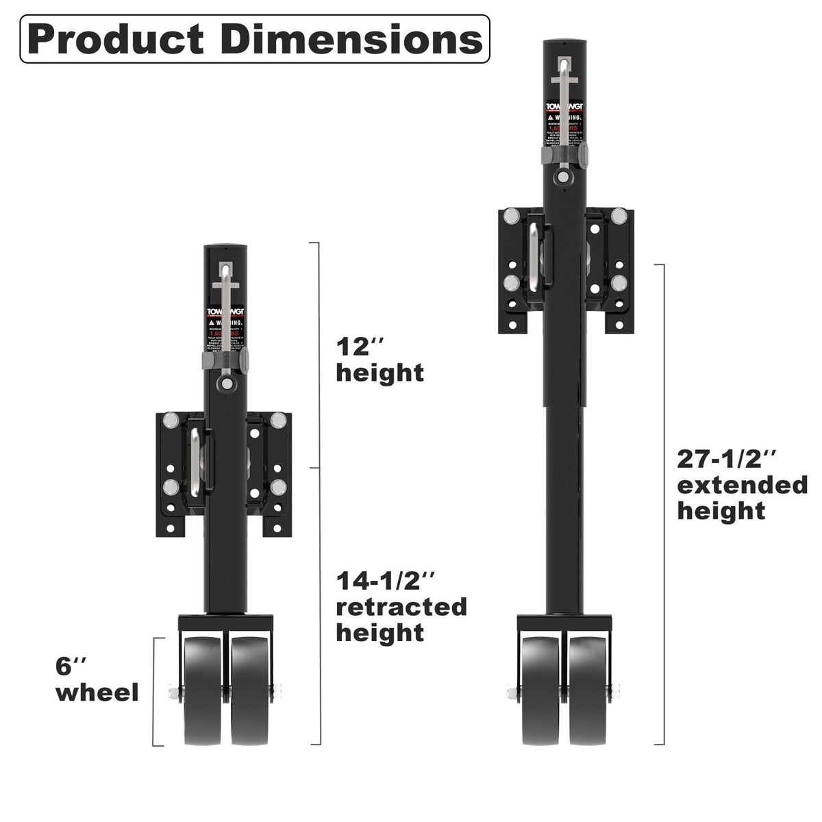6" Dual-Wheel Trailer Jack, 1500lbs, 13" Lift G510