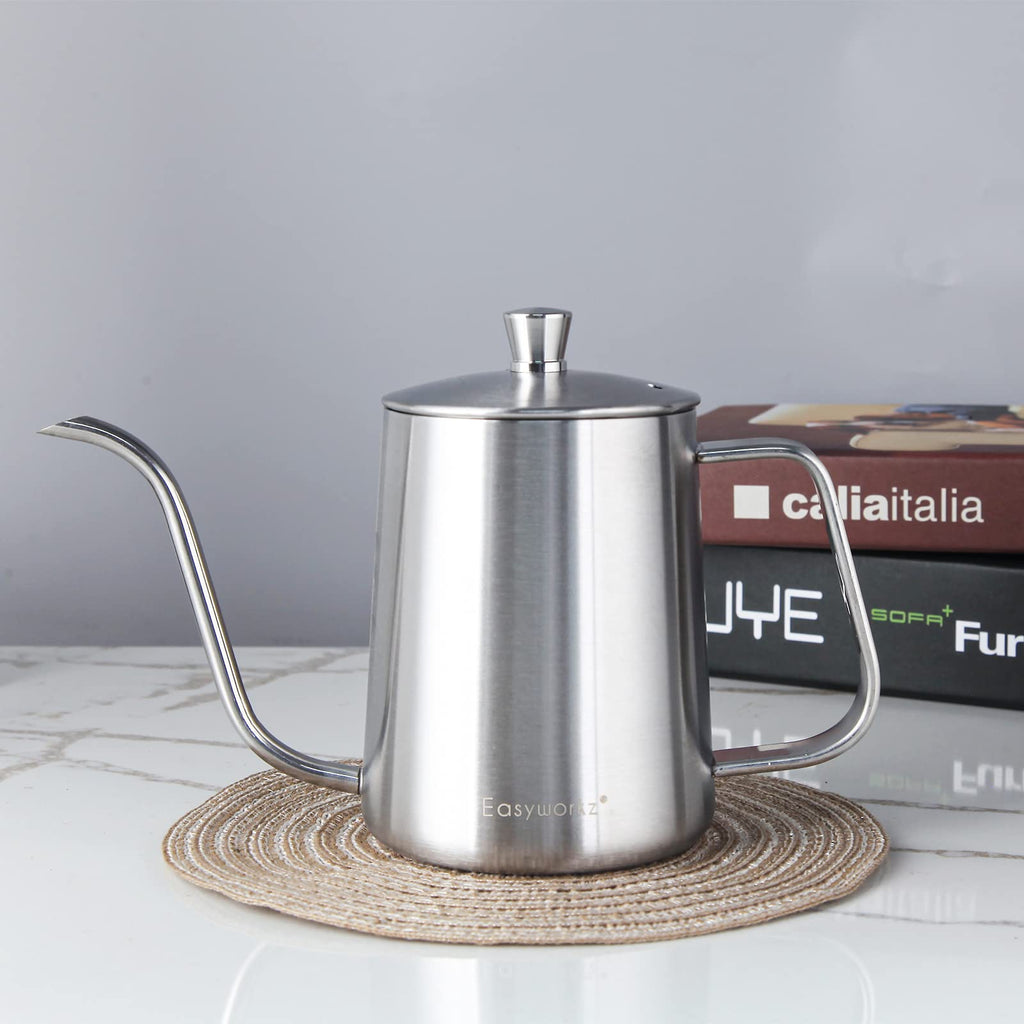 French Press and Gooseneck Pour Over Coffee Kettle 34 oz 12 oz Stainless Steel Silver S995311