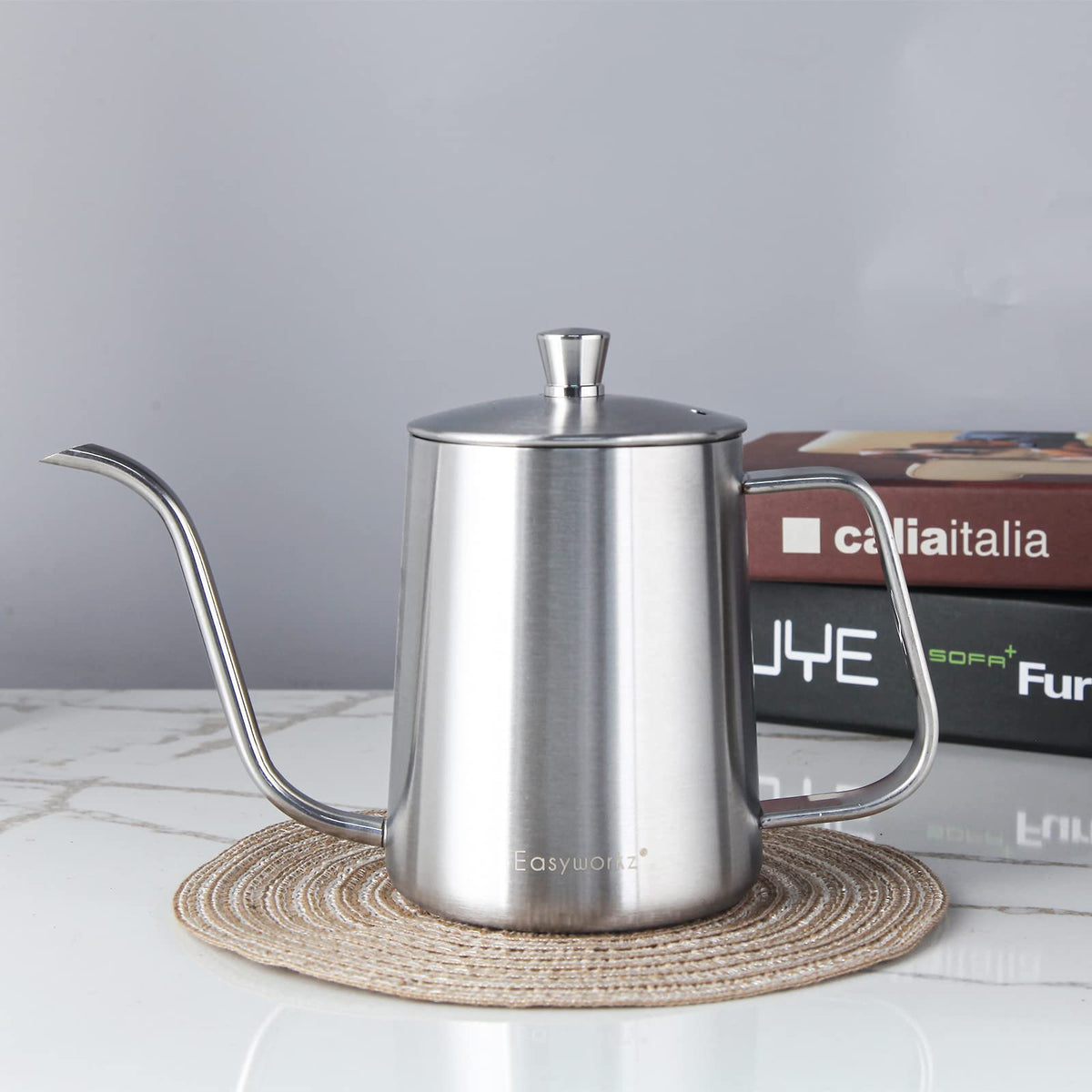 French Press and Gooseneck Pour Over Coffee Kettle 34 oz 12 oz Stainless Steel Silver S995311
