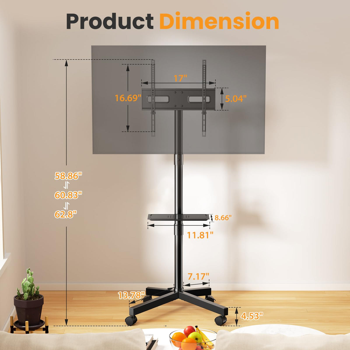 Rolling TV Stand with Wheels for 23-60 Inch L8507