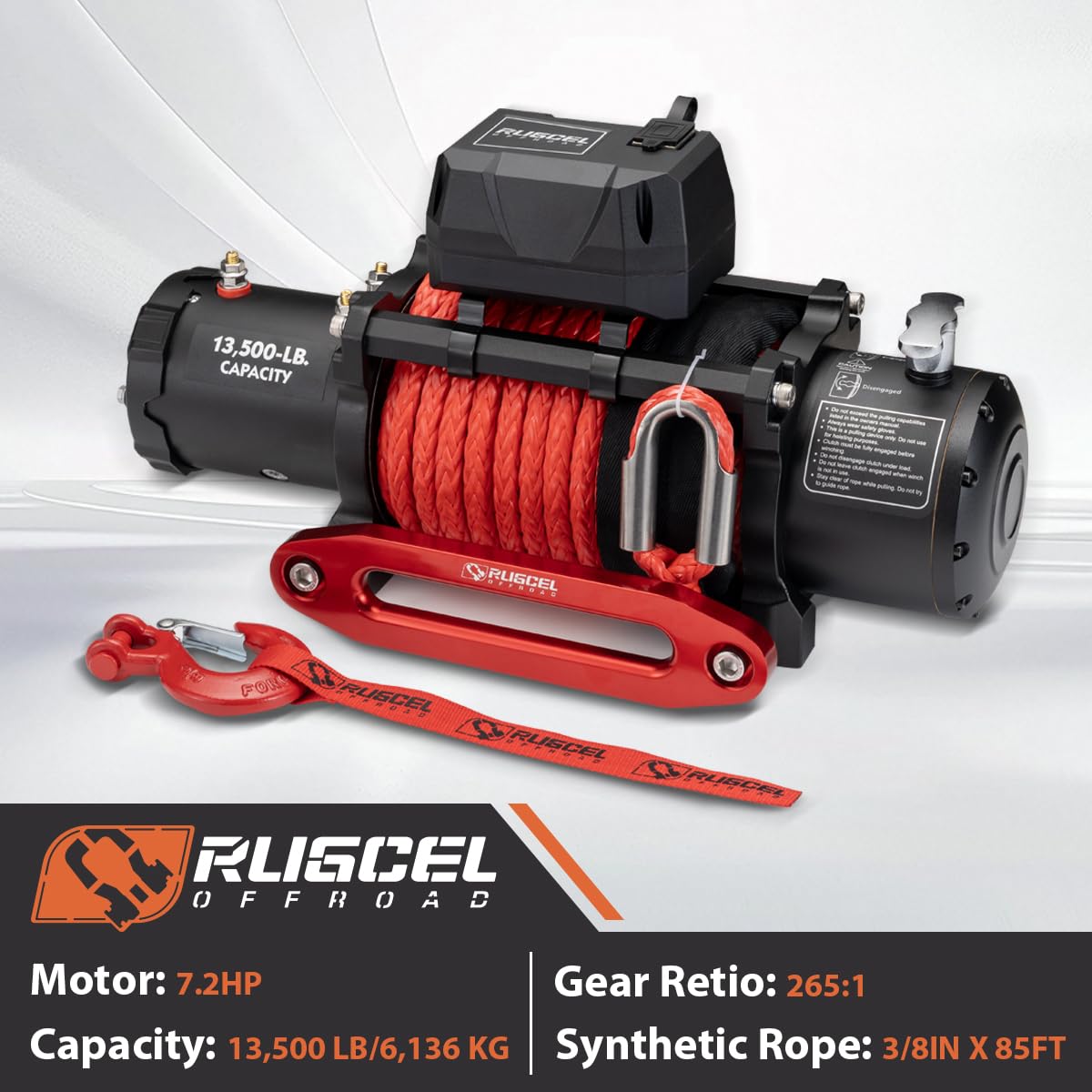 13500lb Waterproof 12V Synthetic Rope Electric Truck Winch P469240