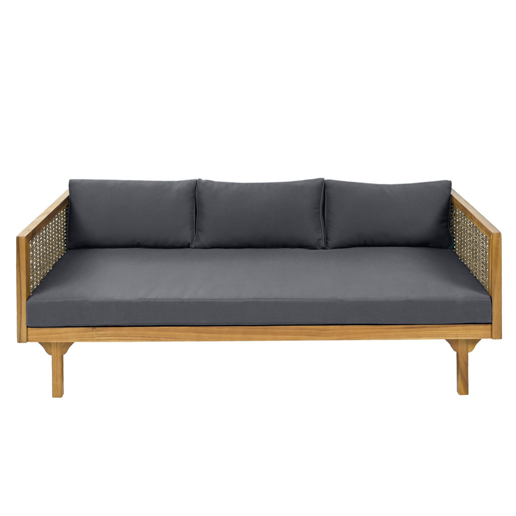 Acacia Wood 3-Seater Patio Sofa with Cushions D511472