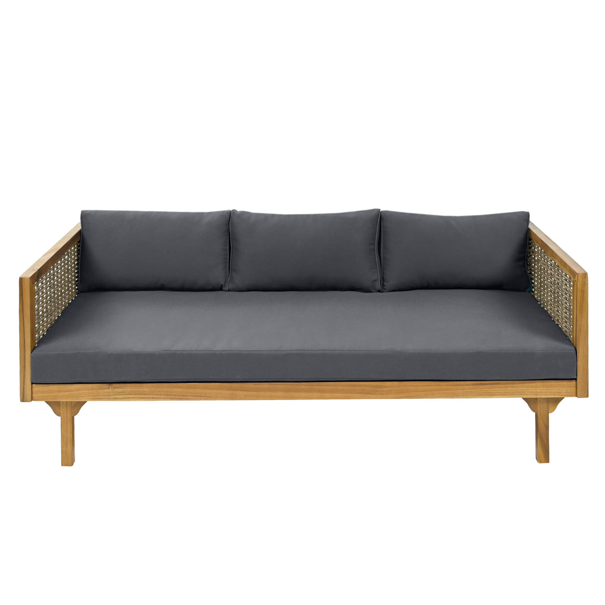 Acacia Wood 3-Seater Patio Sofa with Cushions D511472