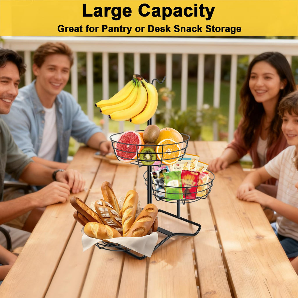 3 Tier Fruit Basket Bowl with 2 Banana Hooks C74912