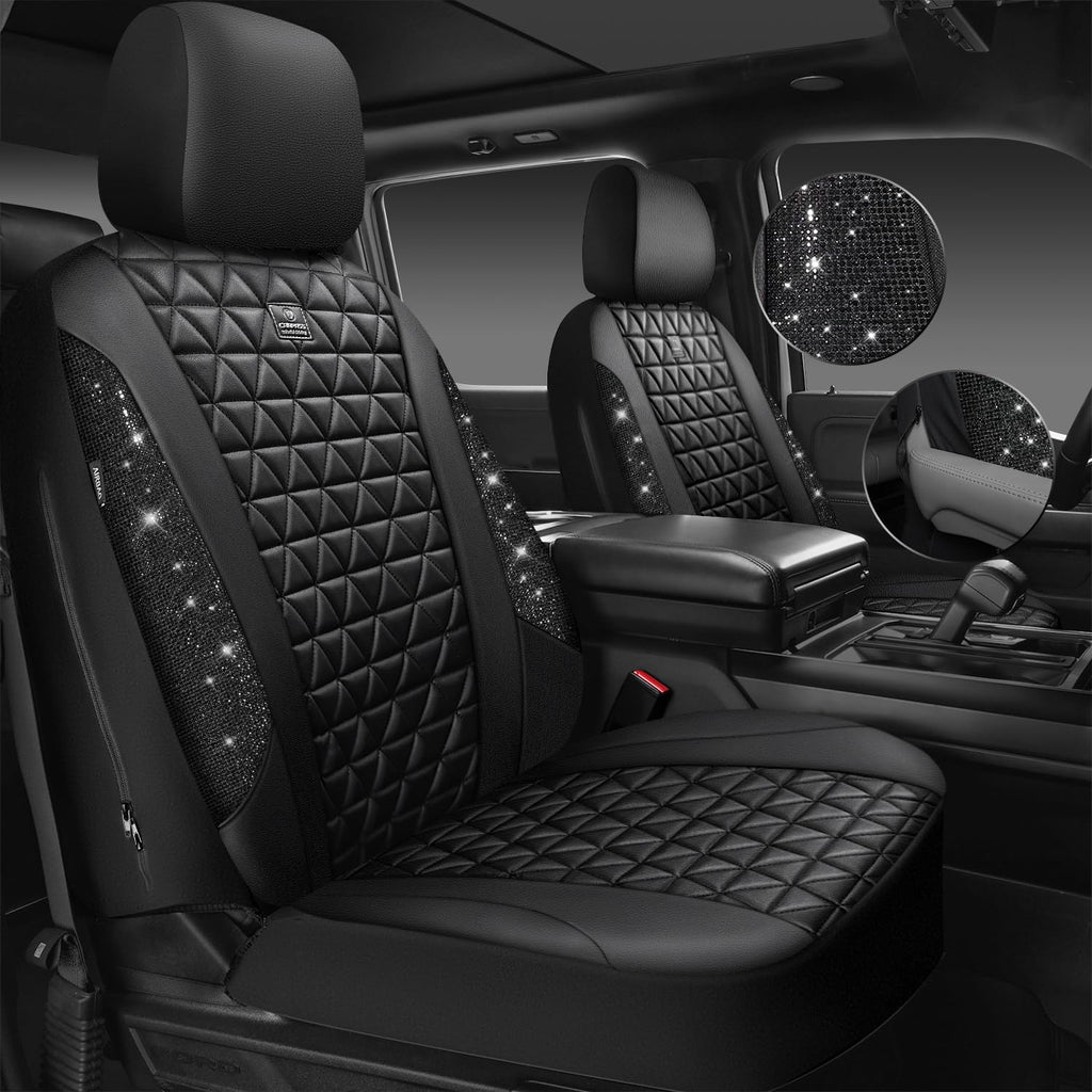 Black Leather Car Seat Covers Full Set J868