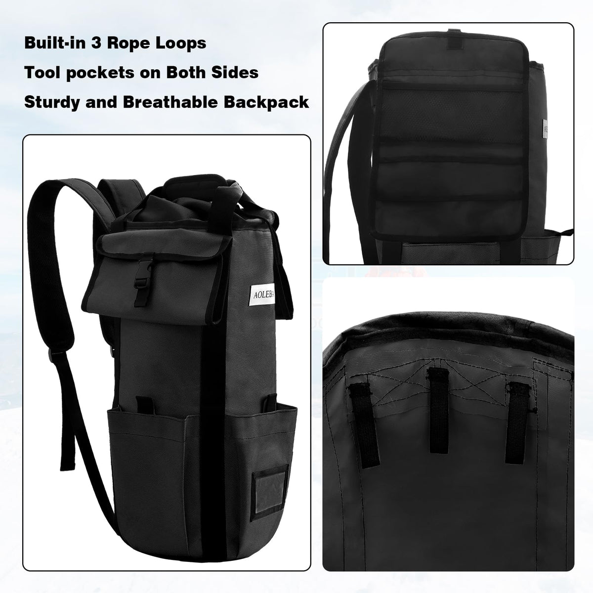 Arborist Rope Storage Bag Large Capacity 1680D Thicken Nylon with Hand Straps J5894