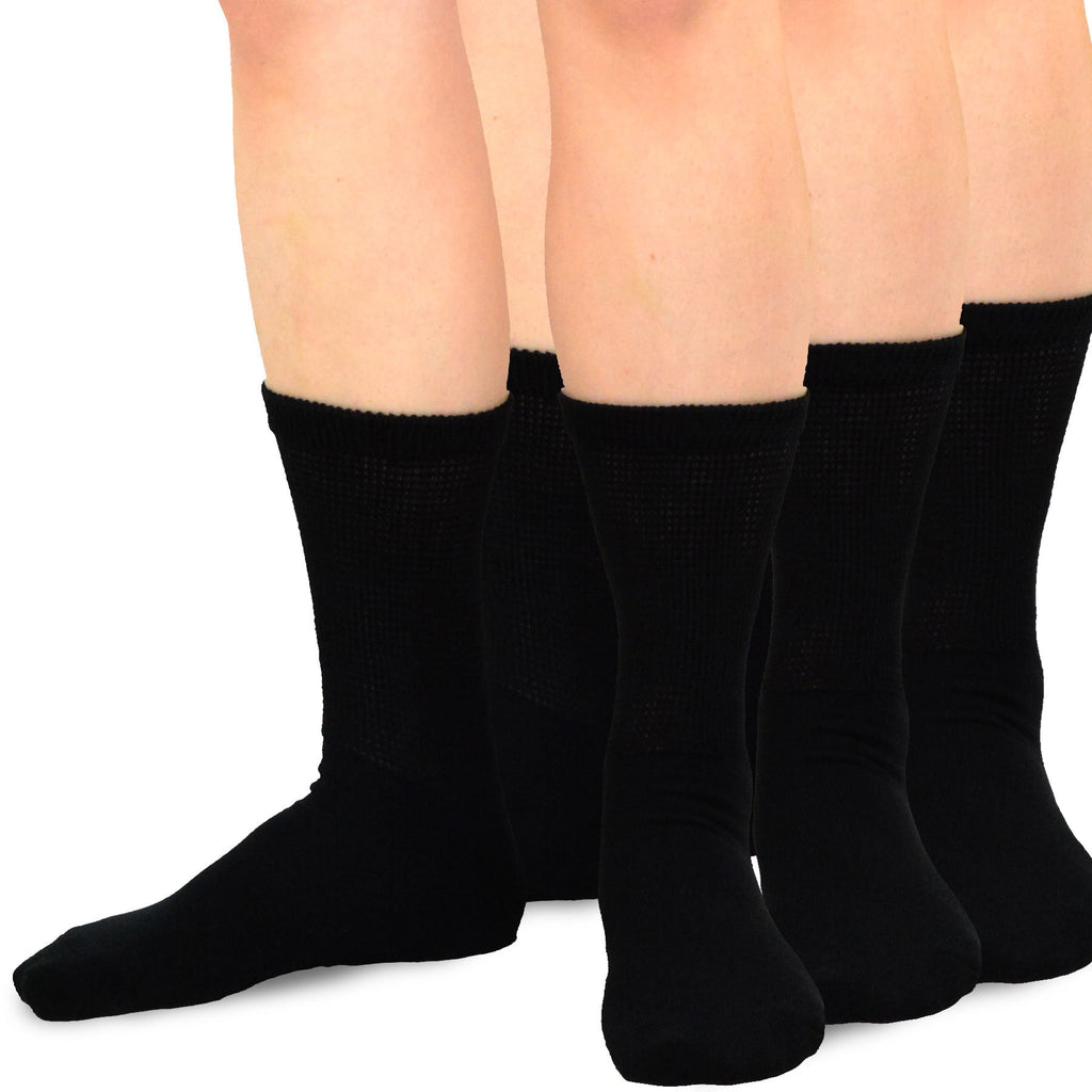 Viscose Bamboo Diabetic Crew Socks 3-Pairs Black E668