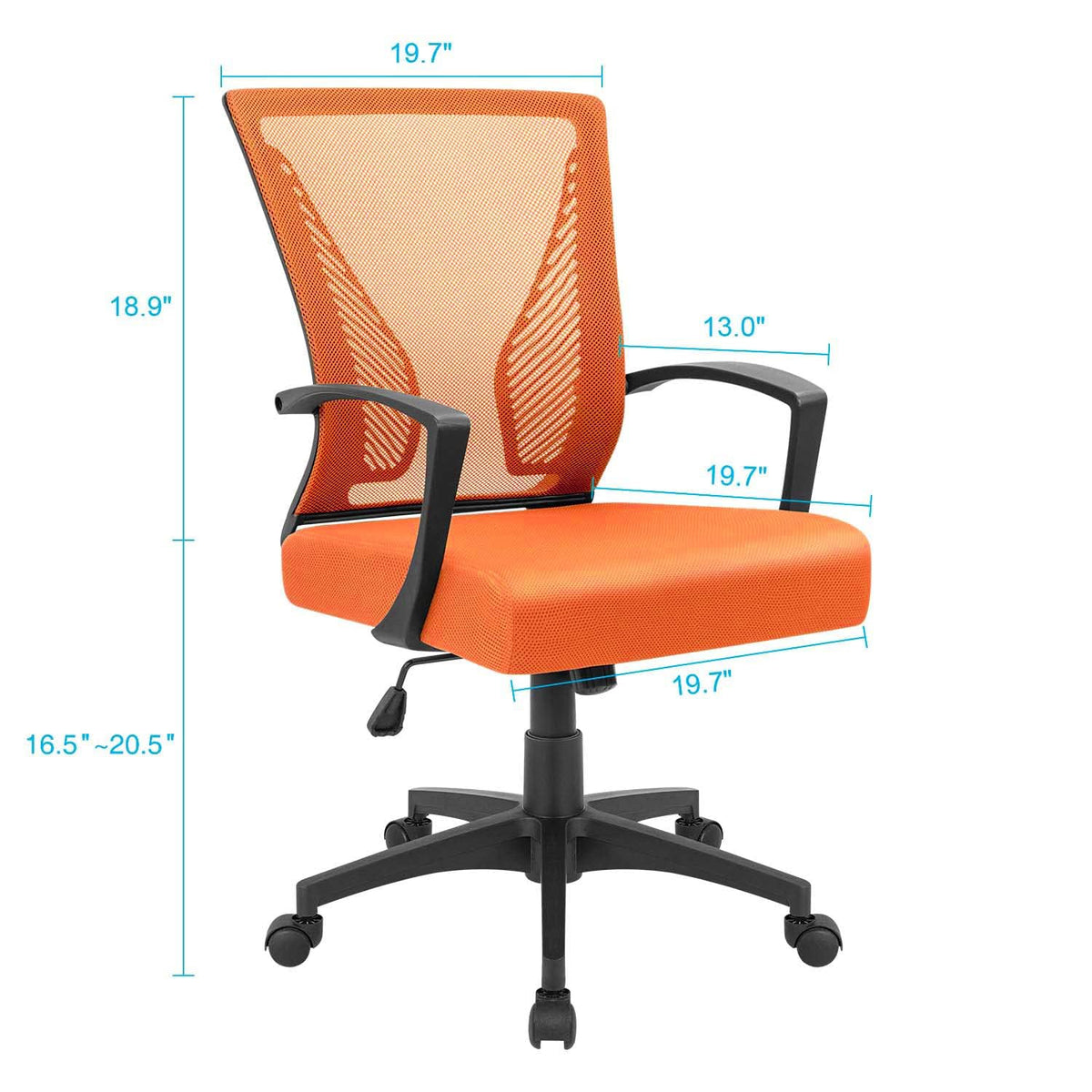 Orange Mesh Ergonomic Office Chair with Armrest T13864